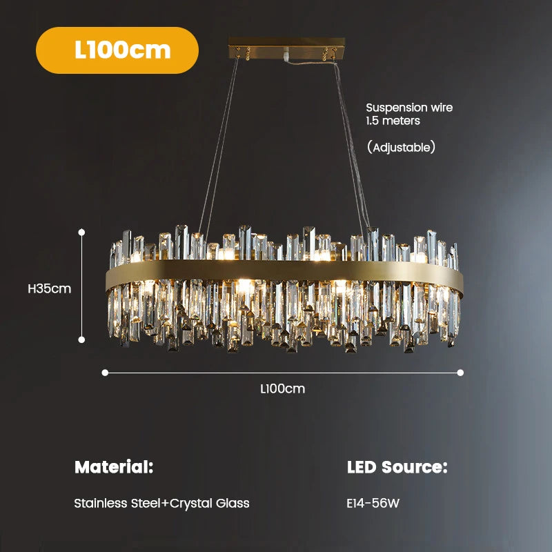 Crystal Chandeliers Luxury Dining Room Pendant Lights Living Room Lamp Modern Home Decor lustre Dining Table Hanging Fixtures