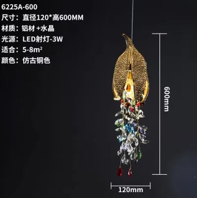 Light luxury retro crystal chandelier art living room bedroom study hotel