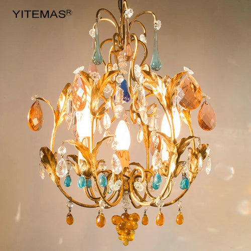 Colorful Crystal Chandelier Bohemia Lights Pink/Blue/Oganic Crystal Chandeliers In Kitchen Dining Room Hallway Entryway Bedroom