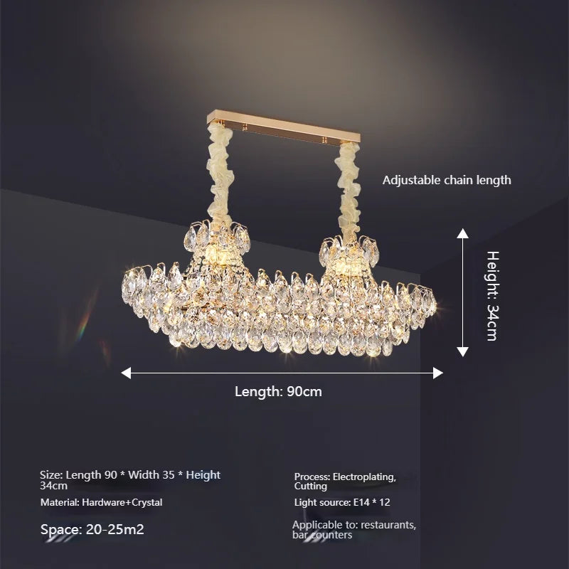 Luxury High Quality Round Golden Crystal Chandelier Living Room Bedroom Lamp French Style Luxury Atmosphere New Restaurant Lamp