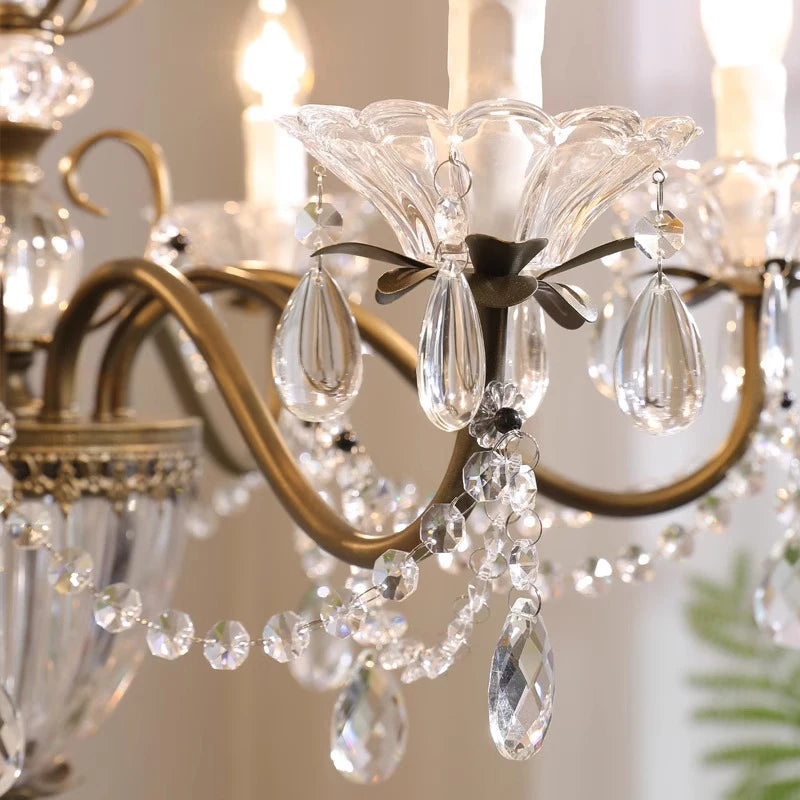French Crystal Chandelier Retro Light Luxury Living Room Main Light 2025 New Candle High-End Dining Room Bedroom Light