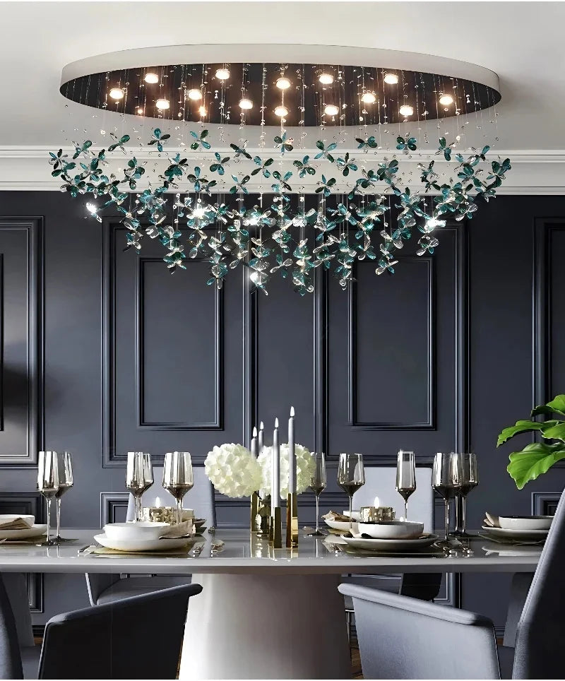 Creative Crystal Chandelier For Living Dining Room Oval Design Lamp Colorful Indoor Lighting Led Home Decor Crital Fixture