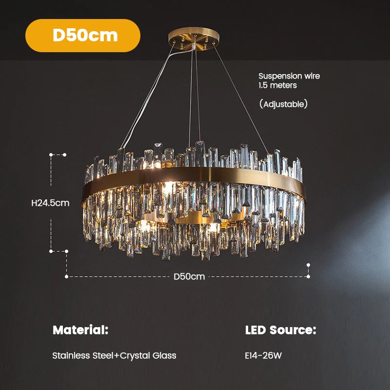 Crystal Chandeliers Luxury Dining Room Pendant Lights Living Room Lamp Modern Home Decor lustre Dining Table Hanging Fixtures