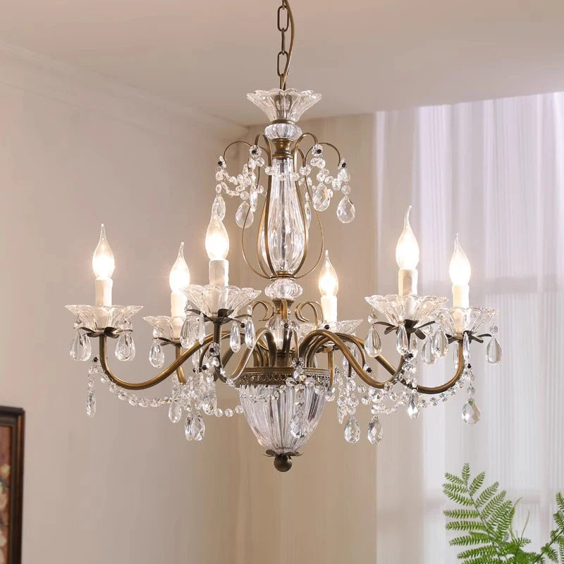 French Crystal Chandelier Retro Light Luxury Living Room Main Light 2025 New Candle High-End Dining Room Bedroom Light