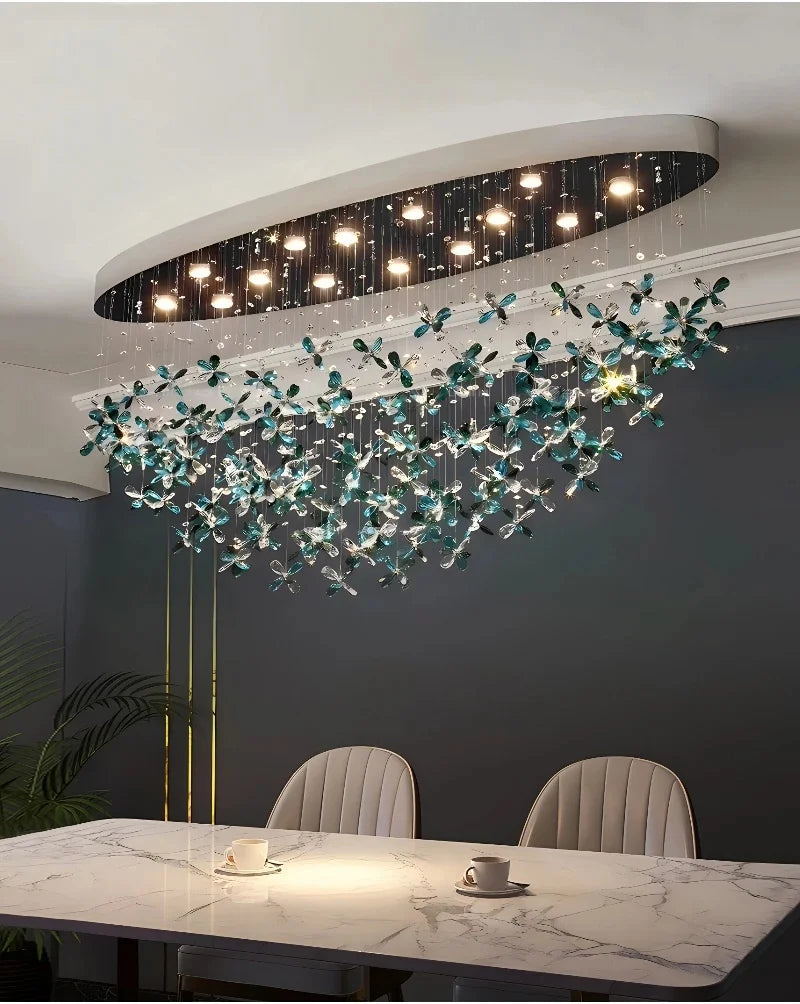 Creative Crystal Chandelier For Living Dining Room Oval Design Lamp Colorful Indoor Lighting Led Home Decor Crital Fixture