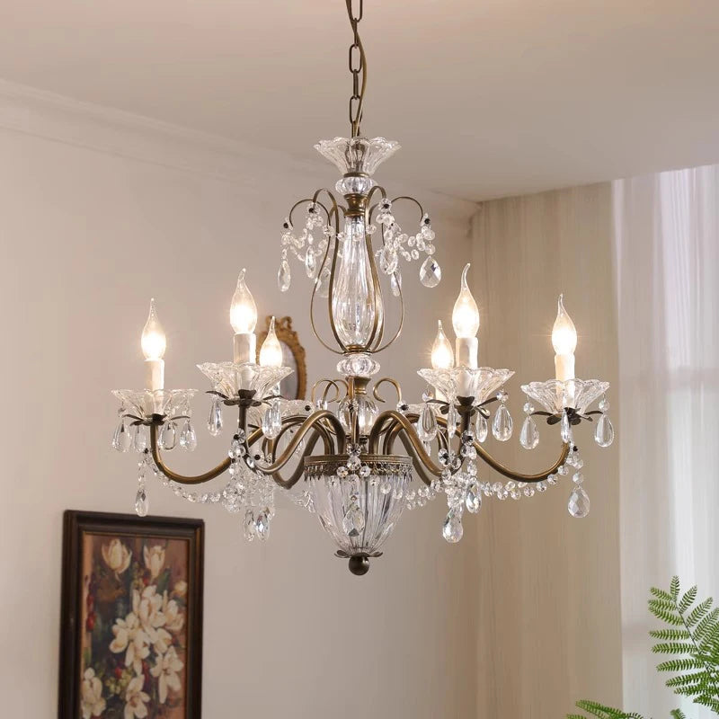 French Crystal Chandelier Retro Light Luxury Living Room Main Light 2025 New Candle High-End Dining Room Bedroom Light