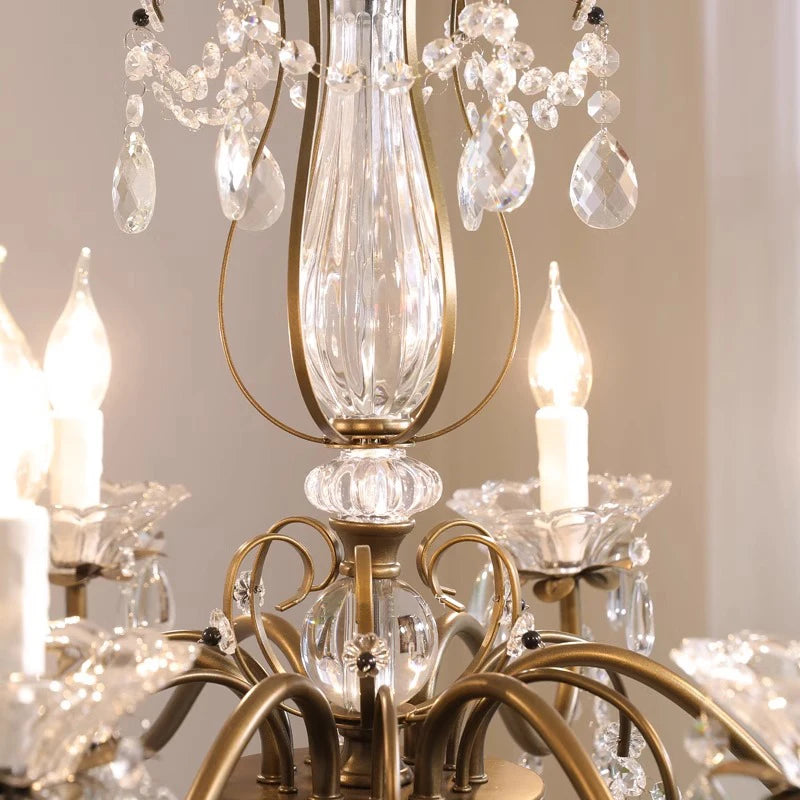 French Crystal Chandelier Retro Light Luxury Living Room Main Light 2025 New Candle High-End Dining Room Bedroom Light
