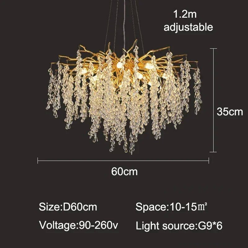 2026 Luxury Crystal Chandelier Living Dining Room Bar Bedroom Led Pendant Lamp Home Deco Indoor Lighting Hanging Light Fixture