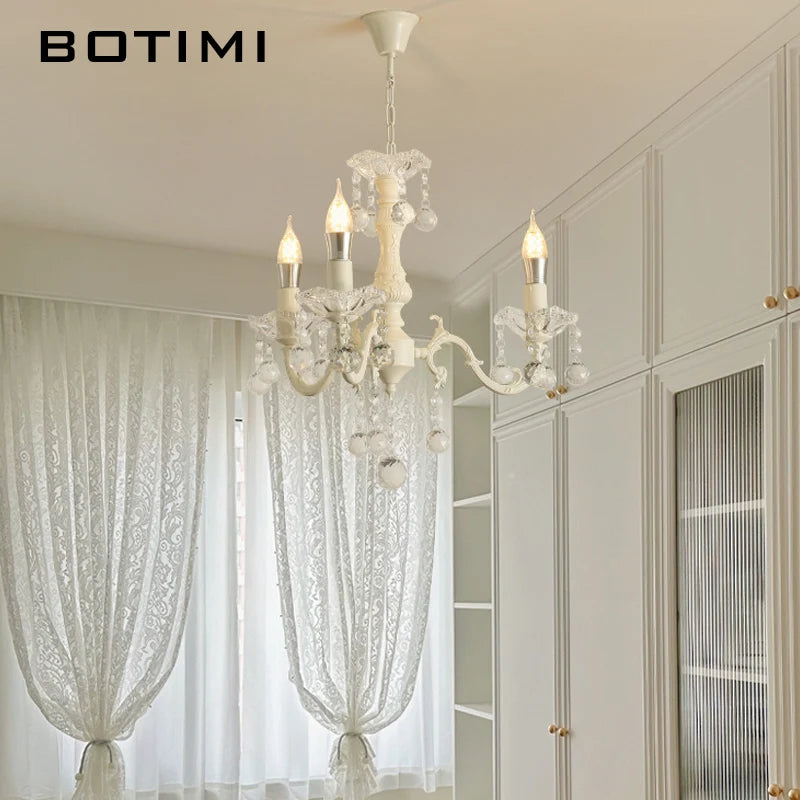 French Crystal Chandelier For Living Room Candles Vintage American Dining Room Hallway Lighting White Princess Bedroom Lustres