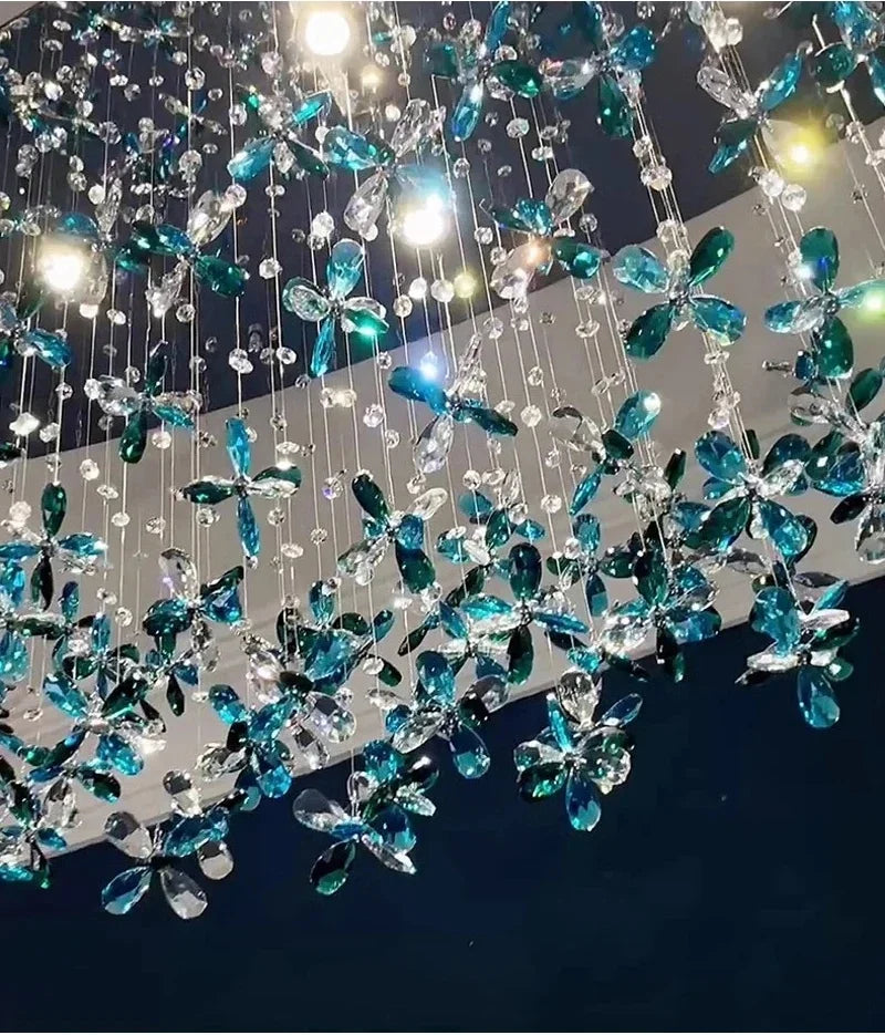 Creative Crystal Chandelier For Living Dining Room Oval Design Lamp Colorful Indoor Lighting Led Home Decor Crital Fixture