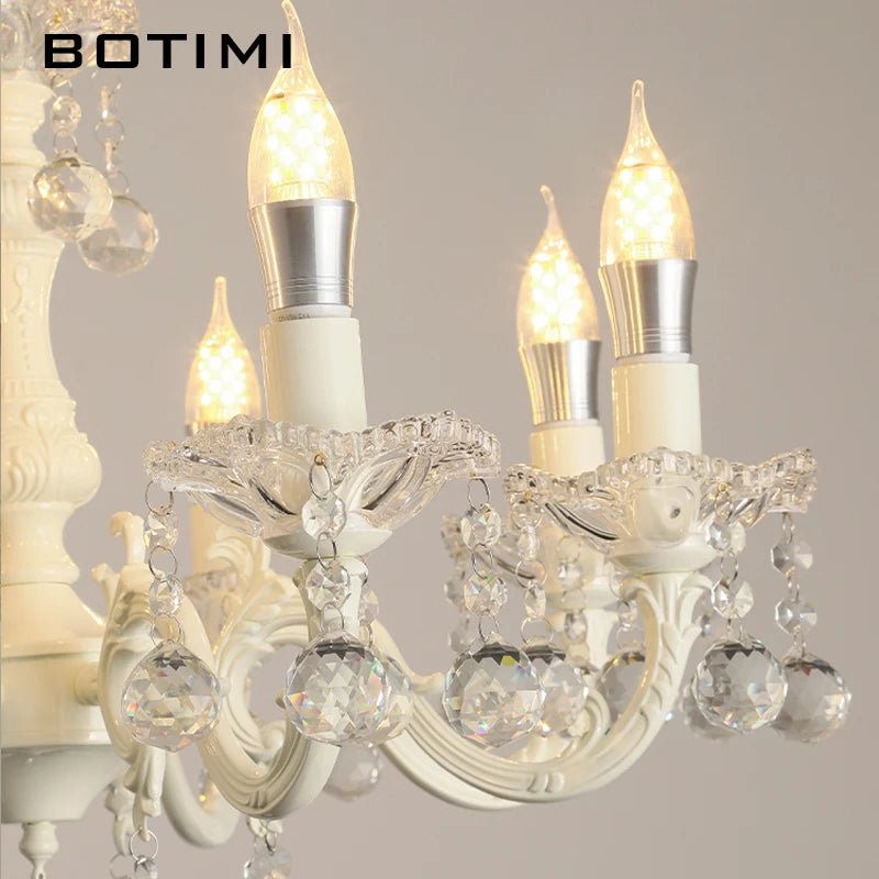 French Crystal Chandelier For Living Room Candles Vintage American Dining Room Hallway Lighting White Princess Bedroom Lustres