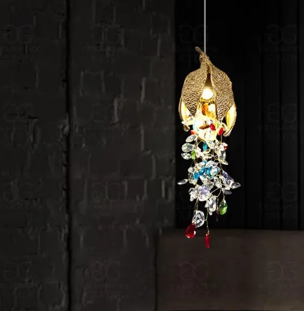 Light luxury retro crystal chandelier art living room bedroom study hotel