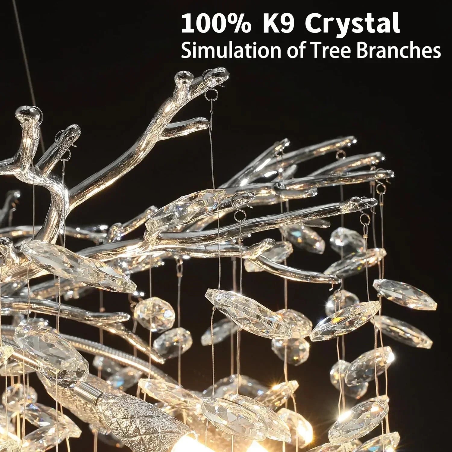 Modern Chrome Crystal Ceiling Chandelier Round Branch Crystal Chandeliers For Dining Living Room Bedroom Kitchen Fixture