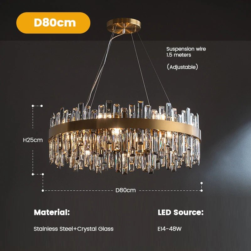 Crystal Chandeliers Luxury Dining Room Pendant Lights Living Room Lamp Modern Home Decor lustre Dining Table Hanging Fixtures