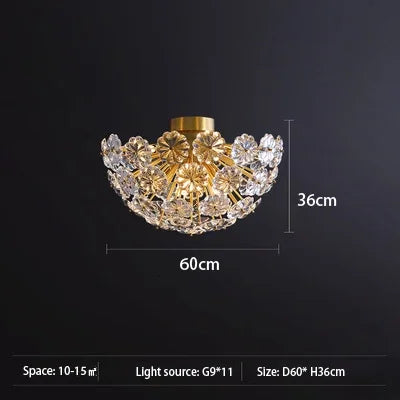Dandelion Crystal Chandeliers Flower petal ceiling light for Living room Bedroom Restaurant Lluxury Round Ball LED Pendant Lamp