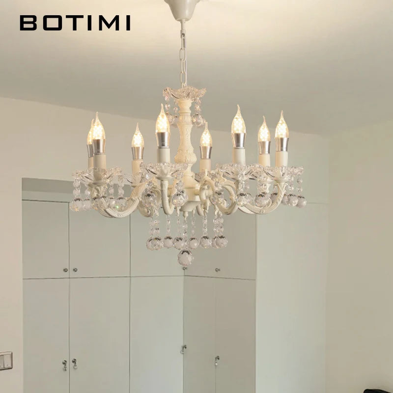 French Crystal Chandelier For Living Room Candles Vintage American Dining Room Hallway Lighting White Princess Bedroom Lustres