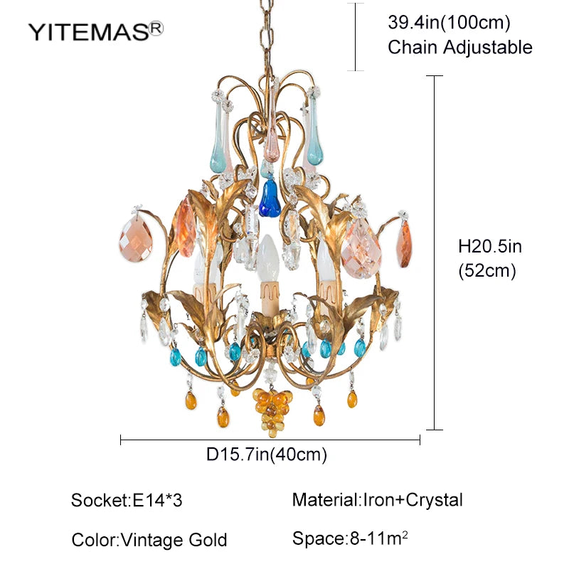 Colorful Crystal Chandelier Bohemia Lights Pink/Blue/Oganic Crystal Chandeliers In Kitchen Dining Room Hallway Entryway Bedroom