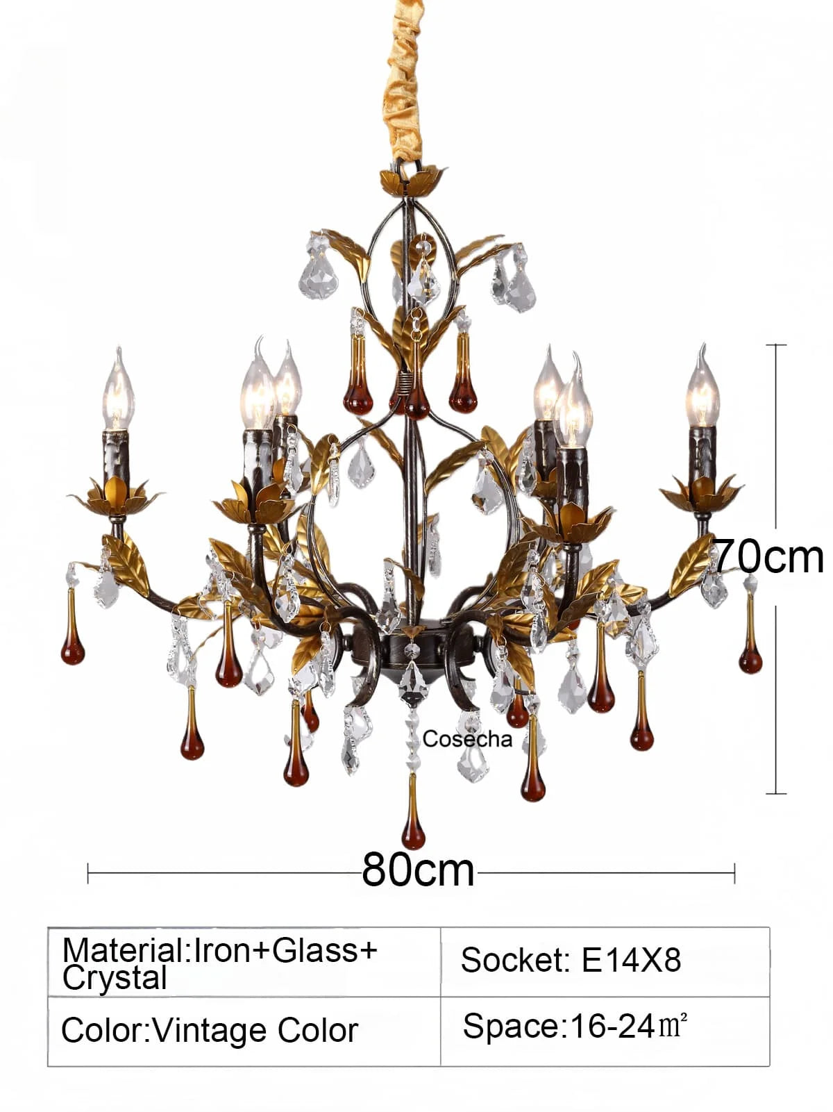 French Crystal Chandelier Bedroom 6 Lights Dining Room Hanging Lamps Living Room Chandeliers With Gold Leaf Classic 8 Lights