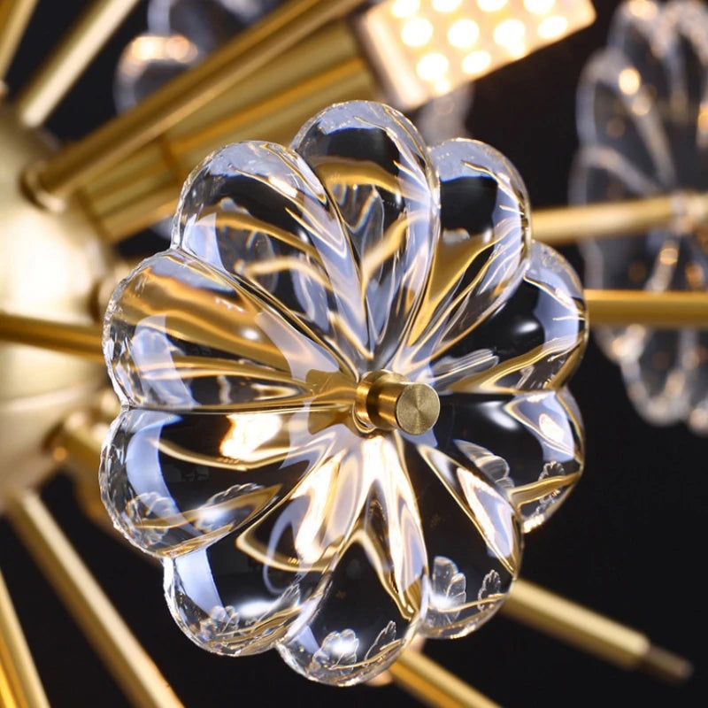 Dandelion Crystal Chandeliers Flower petal ceiling light for Living room Bedroom Restaurant Lluxury Round Ball LED Pendant Lamp