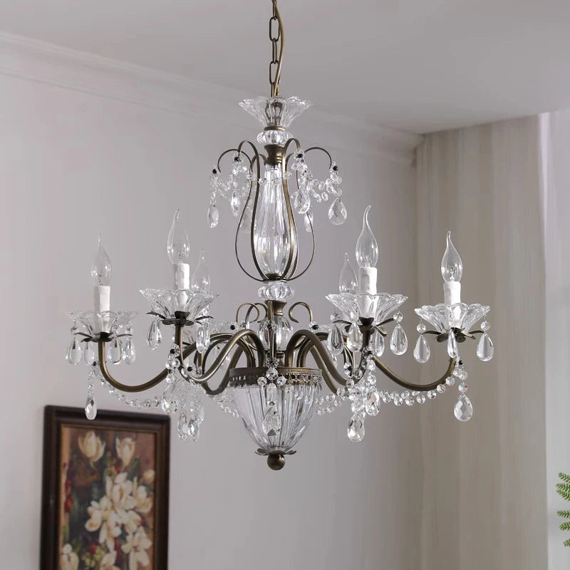 French Crystal Chandelier Retro Light Luxury Living Room Main Light 2025 New Candle High-End Dining Room Bedroom Light